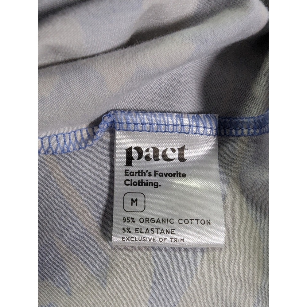 Pact Organic Cotton Midi Skirt Blue Floral Leaf Print Jersey Knit Medium - Picture 3 of 6